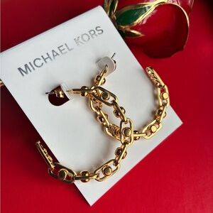 Michael Kors Earrings,Michael Kors Gold Chain Hoop Earrings